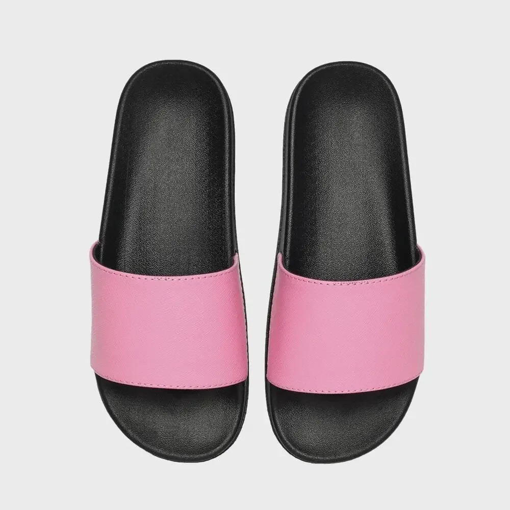 Minimalist Vegan Saffiano Leather Comfort Slides | Japanese Streetwear Sandals